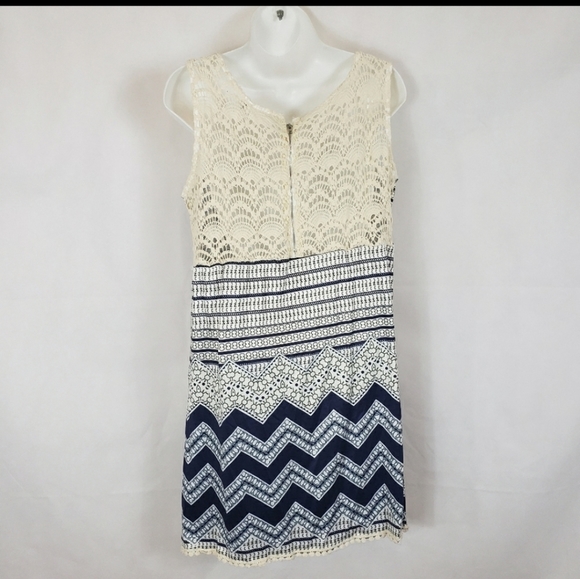 Bohemian Style Print Lace Patchwork Dress Medium - Picture 9 of 9